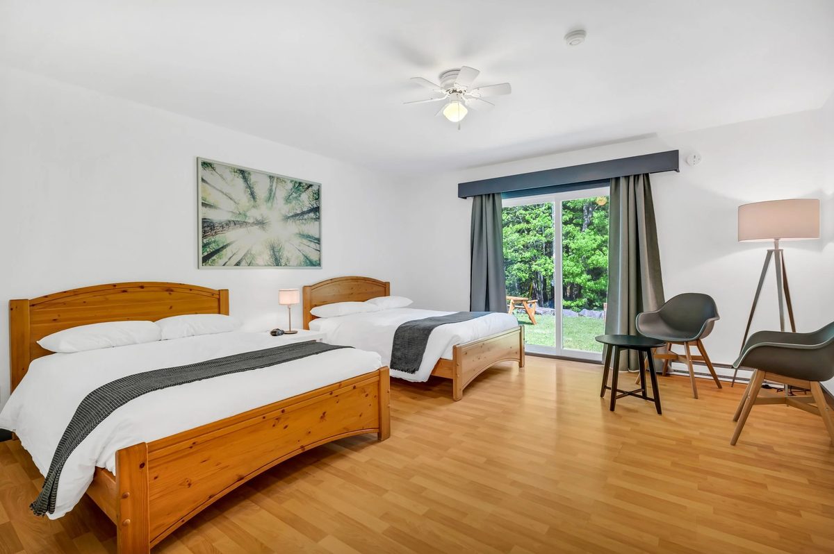 Lodge rooms among the pines
