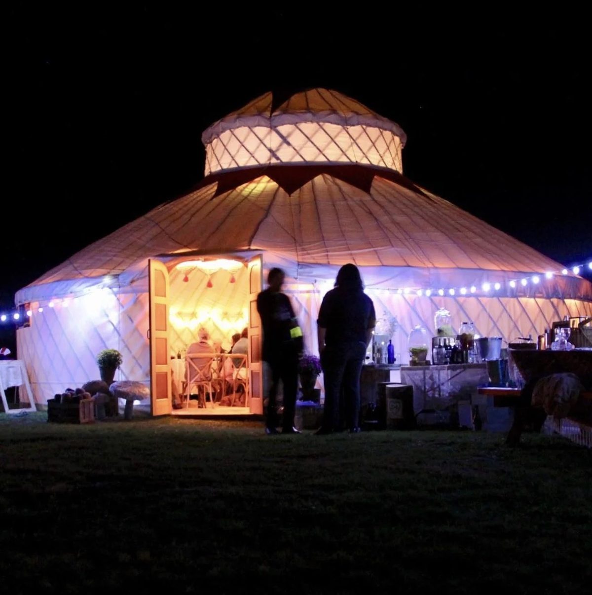 An outdoor wedding setting